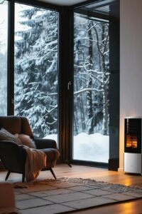 HVAC Blog 4 Cozy home interior with a modern furnace, illustrating warmth and comfort during winter